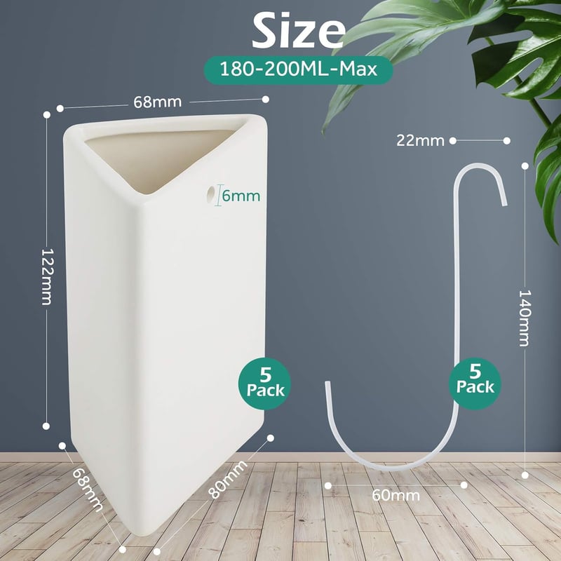 GeeRic Kerámia Radiátor Párásító Szett - 5 db Víz Párologtató Fűtőtestre, 200 ml, S-Kampókkal, Energiatakarékos Légnedvesítő Otthonra