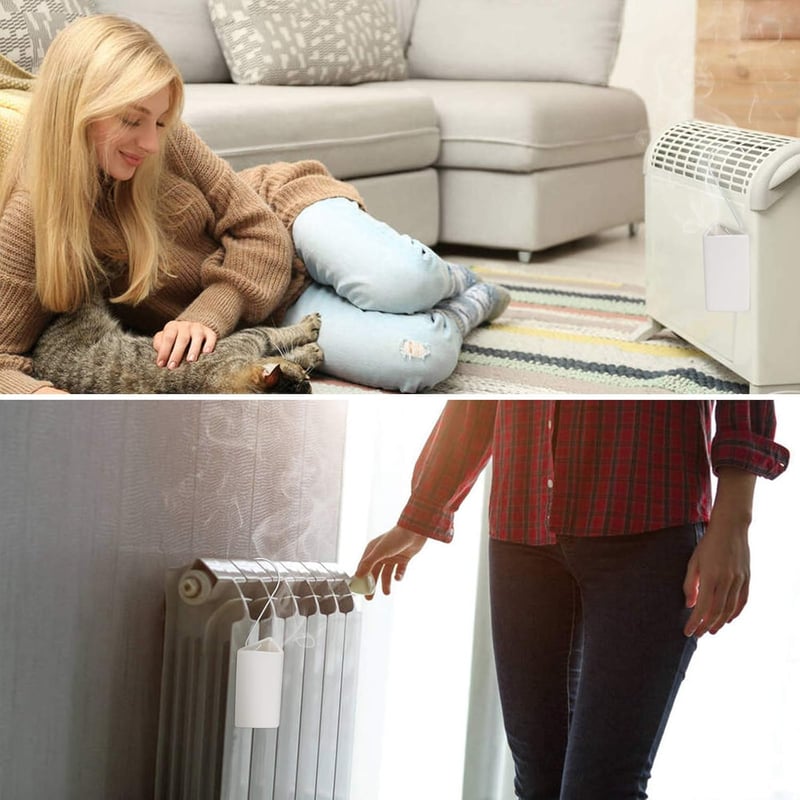 GeeRic Kerámia Radiátor Párásító Szett - 5 db Víz Párologtató Fűtőtestre, 200 ml, S-Kampókkal, Energiatakarékos Légnedvesítő Otthonra