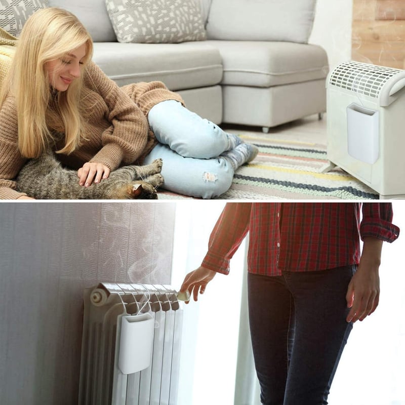 GeeRic Radiátor Párásító Készlet - 400 ml Kerámia Víz Párologtató 3 db-os Szett Fűtőtestre, S-kampókkal, Fehér, Energiatakarékos Légnedvesít