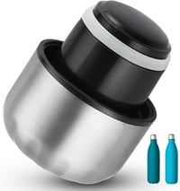 GeeRic Rozsdamentes Acél Cserekulacs Kupak 750ml/1L Termoszokhoz - Dupla Falú Ivópalackokkal Kompatibilis, Kerek, Ezüst/Szürke 1