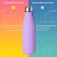 GeeRic rozsdamentes acél termosz 500ml, dupla falú vákuum izolált lila sportpalack 4