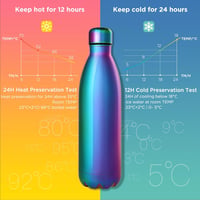 GeeRic Rozsdamentes Acél Termosz 750ml - Dupla Falú Hőszigetelő Kulacs, Szivárgásmentes, BPA-mentes, Túrázáshoz, Sportoláshoz, Világos Lila  2