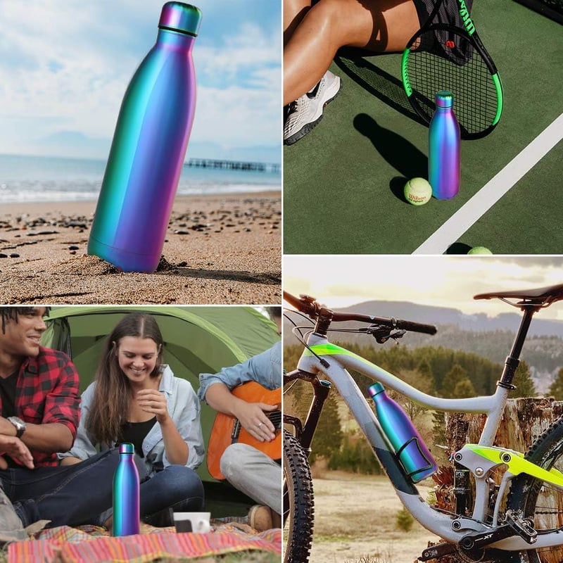 GeeRic Rozsdamentes Acél Termosz 750ml - Dupla Falú Hőszigetelő Kulacs, Szivárgásmentes, BPA-mentes, Túrázáshoz, Sportoláshoz, Világos Lila 