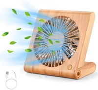 GeeRic Újratölthető USB Asztali Ventilátor - 3 Sebességes Hordozható Kisméretű Ventilátor Irodába, Gyerekszobába, Barna 1