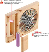 GeeRic Újratölthető USB Asztali Ventilátor - 3 Sebességes Hordozható Kisméretű Ventilátor Irodába, Gyerekszobába, Barna 7