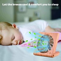 GeeRic Újratölthető USB Asztali Ventilátor - 3 Sebességes Hordozható Kisméretű Ventilátor Irodába, Gyerekszobába, Barna 4