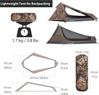 Geertop Bivak Trekking Sátor 1 Személyes Könnyű 1,5 kg 3-4 Évszak 4