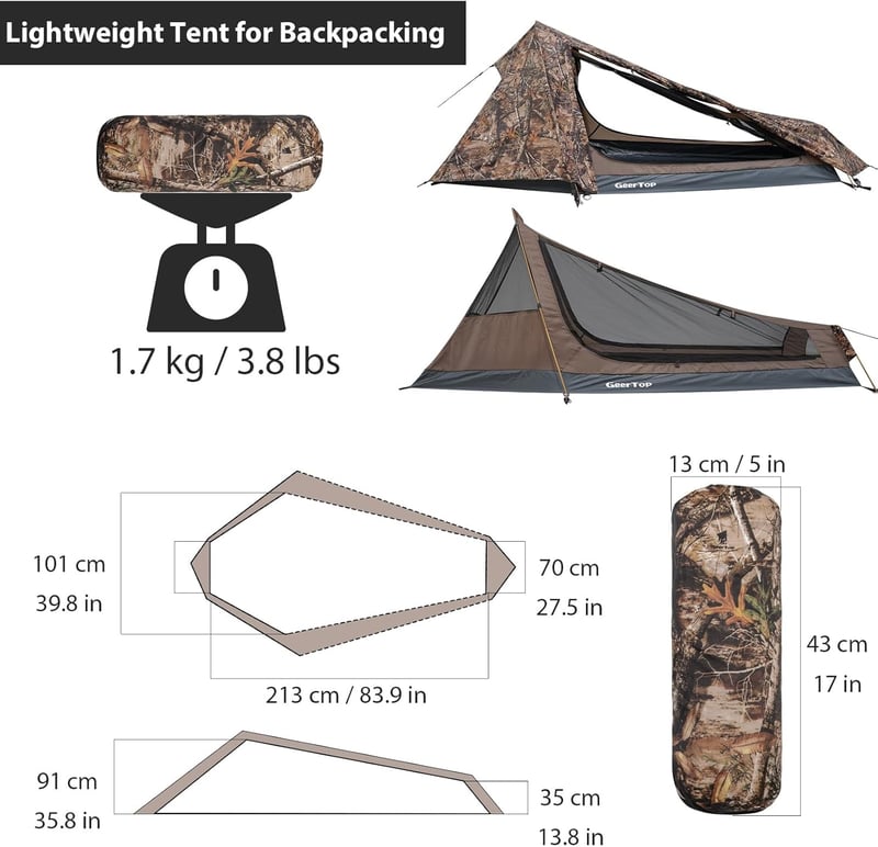 Geertop Bivak Trekking Sátor 1 Személyes Könnyű 1,5 kg 3-4 Évszak