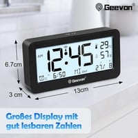 Geevon DCF digitális ébresztőóra rádióval, LED kijelzővel, hőmérővel 6