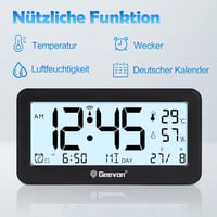 Geevon DCF digitális ébresztőóra rádióval, LED kijelzővel, hőmérővel 3