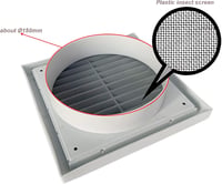 GEFONG Szellőzőrács 150mm Fehér ABS Műanyag Fali Ventillátor Rács Fürdőszoba Konyha Rovarháló 6 Hüvelyk 3