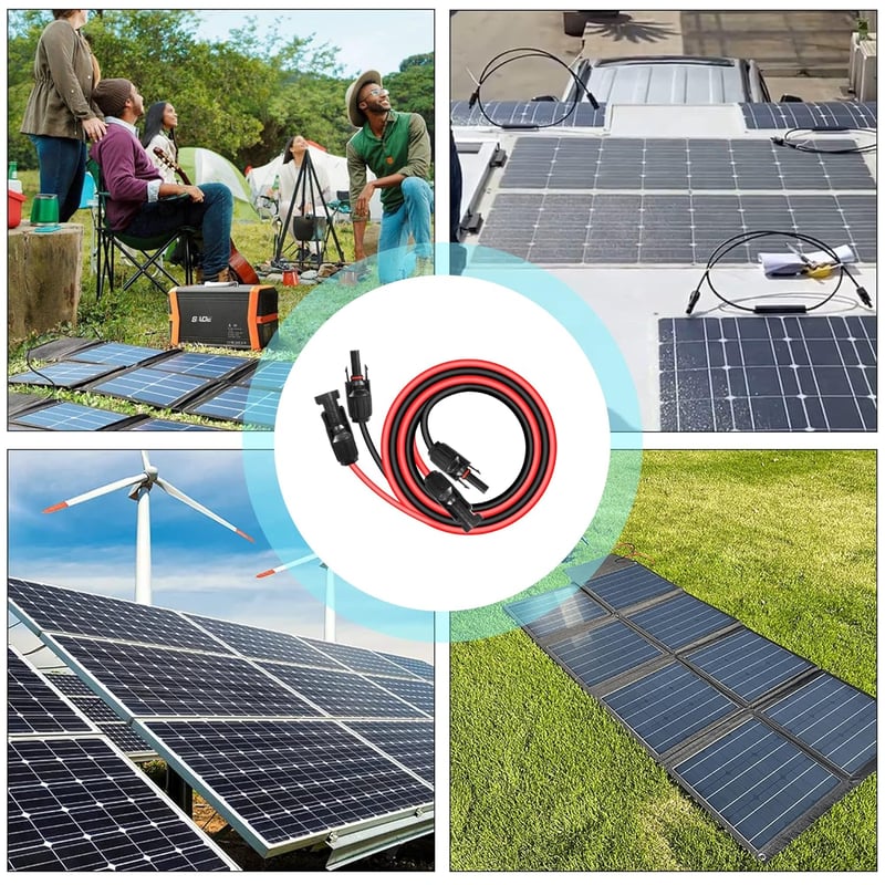GELRHONR 2m Napelem Hosszabbító Kábel 10AWG 6mm² Csatlakozóval Fotovoltaikus Rendszerhez