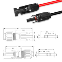 GELRHONR 2m Napelem Hosszabbító Kábel 10AWG 6mm² Csatlakozóval Fotovoltaikus Rendszerhez 2