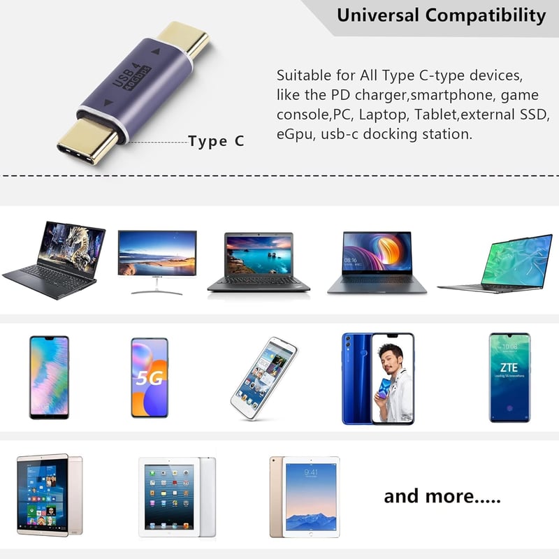 GELRHONR USB-C adapter 40Gbps USB4.0 Thunderbolt 4/3 100W töltés 8K videó 2db