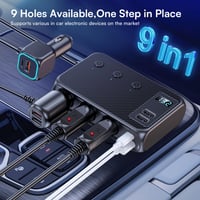 GemCoo 9 v 1 USB-C autonabíjačka a rozbočovač do zapaľovača 171 W, 3x12 V/24 V zásuvka, 4 USB + duálny PD port, LED displej napätia, samostatné vypínače 3
