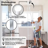 Teleskopický vešiak na oblečenie Gemsaya s 5 háčikmi, biely, 110-310 cm, bez vŕtania, do predsiene, spálne, obývačky a kancelárie, na klobúky a tašky 7