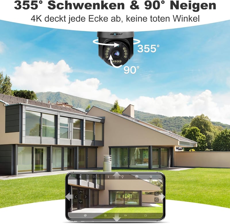 GENBOLT Kültéri Biztonsági Kamera 8MP 4K WiFi Színes Éjjellátás Automatikus Követés DC PoE Tápellátás IP Kamera