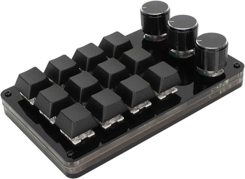 Tastatură mecanică generică cu 12 taste, Hot-Swap, switch-uri albastre, programare macro