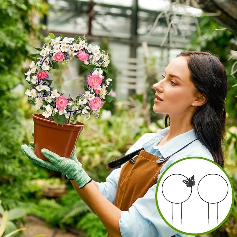 Generic 4 db fekete fém szív pillangó rács beltéri kúszónövényekhez kerek futtató támasz