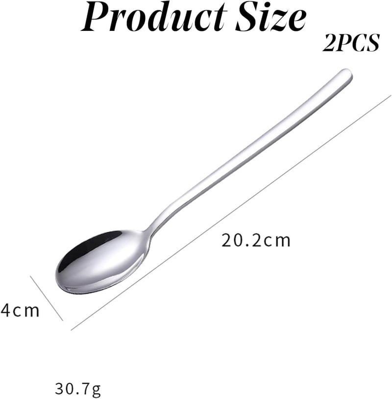 Generic Hosszú nyelű 18/10 rozsdamentes acél fényes fagylaltos kanál, szervírozó kanál, 2 db