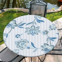 Față de masă rotundă generică cu elastic, Ø 90 cm, model cu munți-râuri-lacuri, pentru utilizare în grădină sau la exterior, pentru mese cu lățimea de 75-85 cm 1