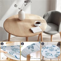 Față de masă rotundă generică cu elastic, Ø 90 cm, model cu munți-râuri-lacuri, pentru utilizare în grădină sau la exterior, pentru mese cu lățimea de 75-85 cm 3