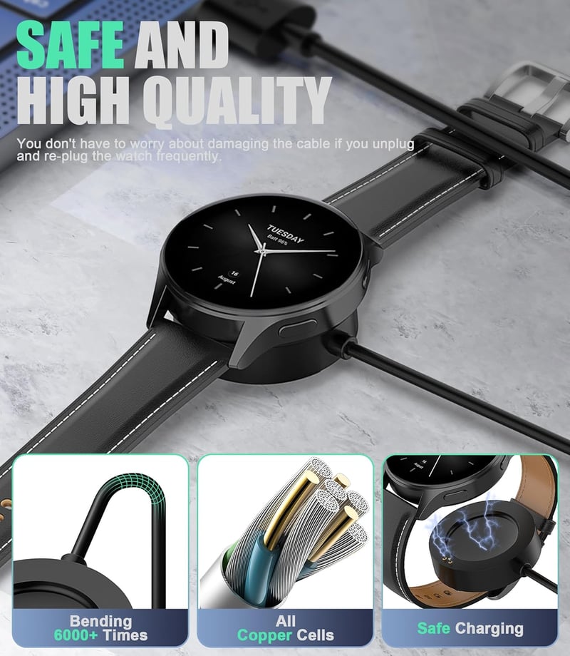 Generic Mágneses Töltőkábel Xiaomi Watch 2/2 Pro/S2/S3/H1 Okosórákhoz - 1m USB-A Csatlakozó, Túlfeszültség Elleni Védelem, Fekete