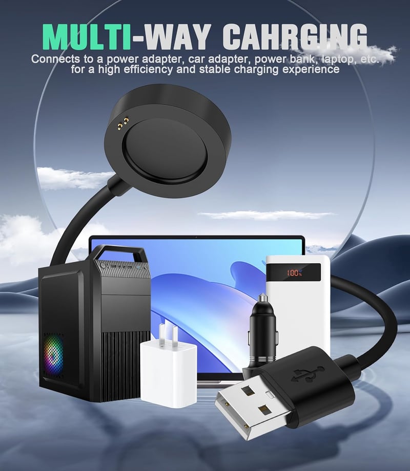 Generic Mágneses Töltőkábel Xiaomi Watch 2/2 Pro/S2/S3/H1 Okosórákhoz - 1m USB-A Csatlakozó, Túlfeszültség Elleni Védelem, Fekete