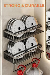 Generic Öntapadós Fürdőszobai Polc Rozsdamentes Acél 40cm 2 Szintes Fúrás Nélkül 8
