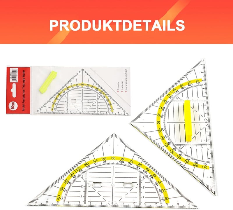Generic Szögmérő Készlet 16+22 cm Átlátszó Geometria Háromszög Rajzoláshoz - Pack of 2