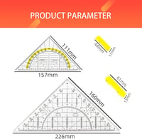 Generic Szögmérő Készlet 16+22 cm Átlátszó Geometria Háromszög Rajzoláshoz - Pack of 2 2