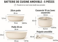 Générique Krémszínű Alumínium Edénykészlet - Serpenyő és Lábos Szett, 2,2 kg, Könnyű Konyhai Főzőedény Garnitúra 2