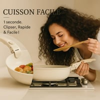 Générique Krémszínű Alumínium Edénykészlet - Serpenyő és Lábos Szett, 2,2 kg, Könnyű Konyhai Főzőedény Garnitúra 3