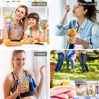 Generisch 2 db Overnight Oats üveg tetővel és kanállal, 350 ml, légmentes tárolóedény 5