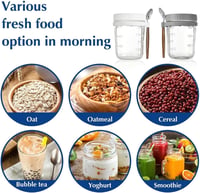 Generisch 2 db Overnight Oats üveg tetővel és kanállal, 350 ml, légmentes tárolóedény 4