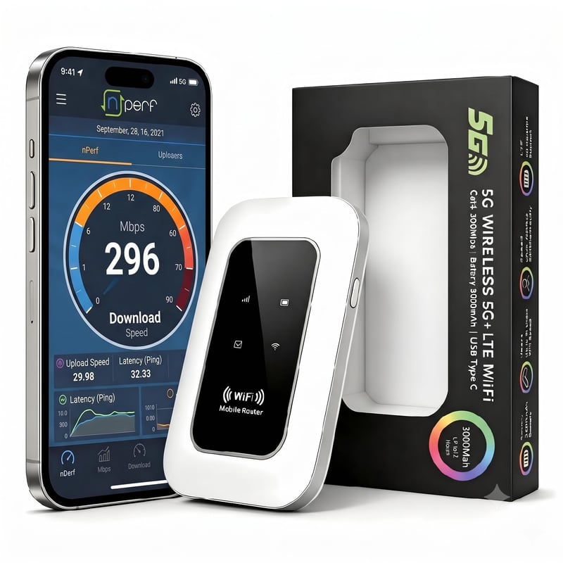 Generický 4G/5G mobilný WiFi hotspot router, slot na SIM kartu bez blokovania, 300 Mbps, WiFi 6, MiFi modem na cesty, 10 zariadení, veľké rozmery