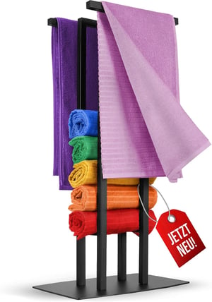 Suport pentru prosoape negru, tip freestanding, fără găurire