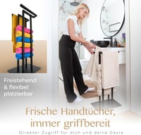 Generisch fekete freestanding törölközőtartó állvány fúrás nélkül 4