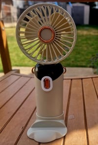 Mini ventilator portabil reîncărcabil prin USB, mov deschis, cu 5 viteze, afișaj LED, pliabil, pentru utilizare pe birou sau manuală 5