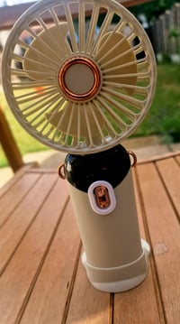 Mini ventilator portabil reîncărcabil prin USB, mov deschis, cu 5 viteze, afișaj LED, pliabil, pentru utilizare pe birou sau manuală 4