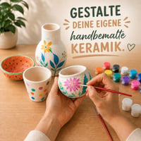 Súprava na maľovanie keramiky – DIY keramická súprava s vázou, miskou, šálkou a kvetináčom – 12 farieb, štetce, trblietavé farby a ú 2