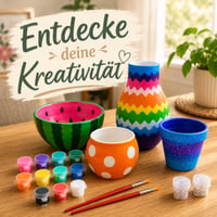 Súprava na maľovanie keramiky – DIY keramická súprava s vázou, miskou, šálkou a kvetináčom – 12 farieb, štetce, trblietavé farby a ú 5