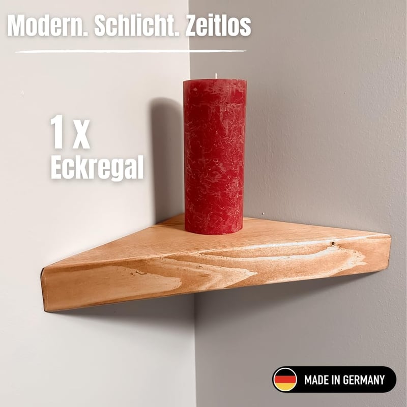 Generisch Kézzel Készített Fa Sarokpolc - 24x35 cm Lebegő Fali Polc Nappaliba, Konyhába, Gyerekszobába - 5 kg Teherbírású Tömörfa Falipolc R