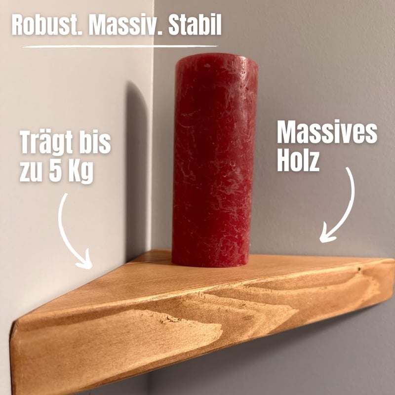 Generisch Kézzel Készített Fa Sarokpolc - 24x35 cm Lebegő Fali Polc Nappaliba, Konyhába, Gyerekszobába - 5 kg Teherbírású Tömörfa Falipolc R