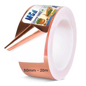 Generisch vezető réztapasz csigavédelem, kétoldalas ragasztós - 50 mm x 20 m