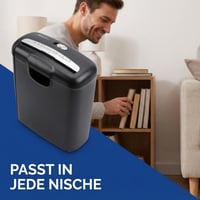 Skartovačka Genie 240 S, 6 listov, prúžkový rez, stupeň zabezpečenia P-2, skartovanie kreditných kariet, s odpadovým košom, čierna 5