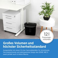 Skartovačka GENIE 480 X, kapacita 8 listov, úroveň zabezpečenia P-4, s odpadkovým košom, čierna, 322 x 325 x 170 mm 7