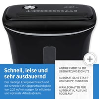 Skartovačka GENIE 480 X, kapacita 8 listov, úroveň zabezpečenia P-4, s odpadkovým košom, čierna, 322 x 325 x 170 mm 6