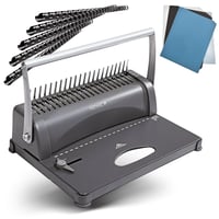 Aparat de îndosariat cu spirală Genie CB 850 - capacitate 350 coli, DIN A4, cu set de pornire de 75 piese, argintiu/negru 1
