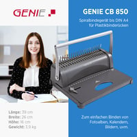 Aparat de îndosariat cu spirală Genie CB 850 - capacitate 350 coli, DIN A4, cu set de pornire de 75 piese, argintiu/negru 4
